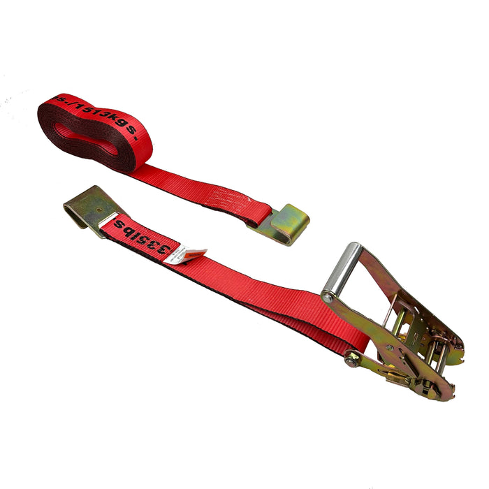 2" x 30' Ratchet Strap with Flat Hook - Red