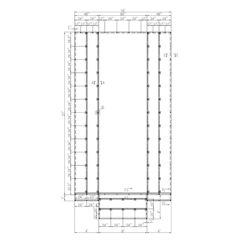 Heavy Duty Lumber Truck Tarps - 16' x 27' (4' Drop) Black 12 oz