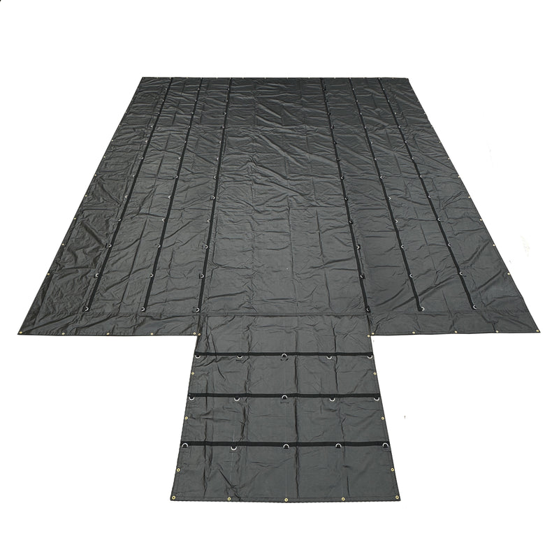 Heavy Duty Lumber Truck Tarps - 24' x 27' (8' Drop) Black 12 oz