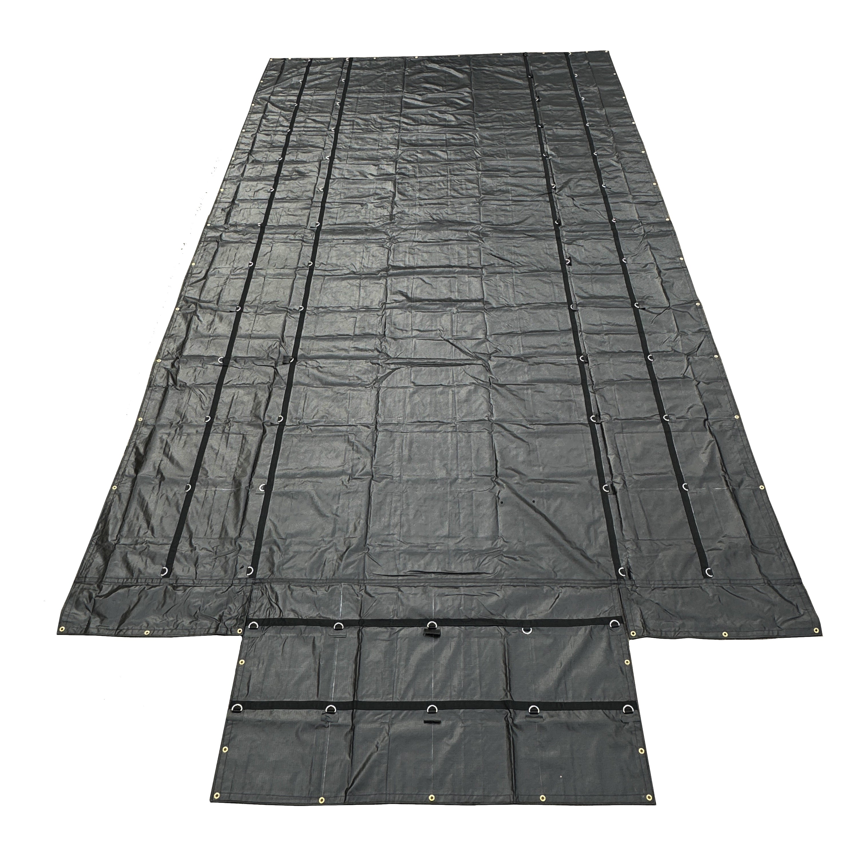 Heavy Duty Lumber Truck Tarps - 16' x 27' (4' Drop) Black 12 oz