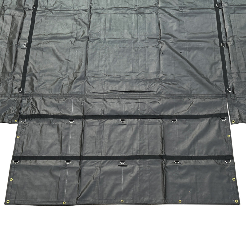 Heavy Duty Lumber Truck Tarps - 16' x 27' (4' Drop) Black 12 oz