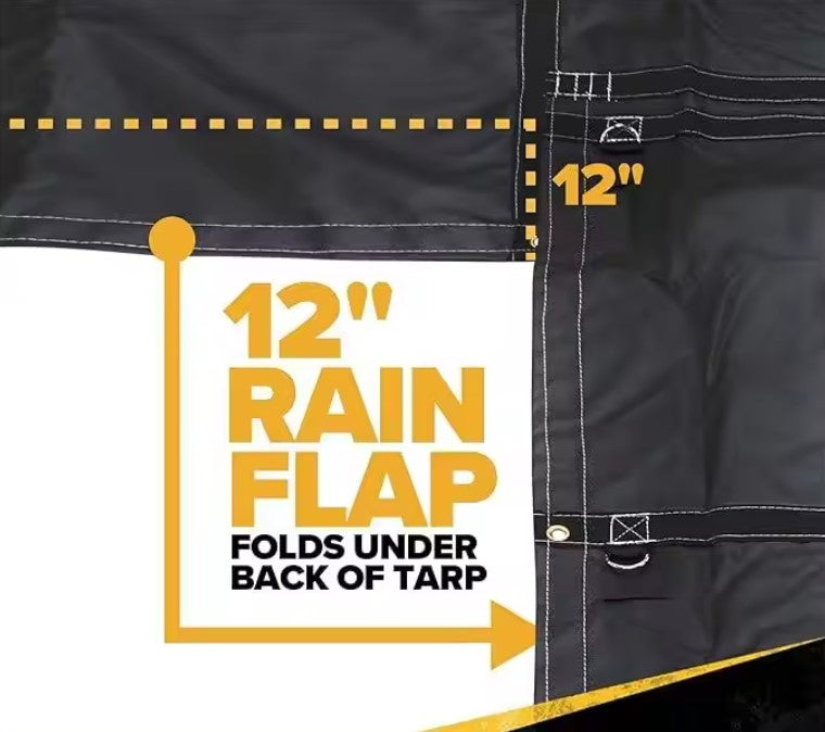 Heavy Duty Lumber Truck Tarps - 24' x 27' (8' Drop) Black 12 oz