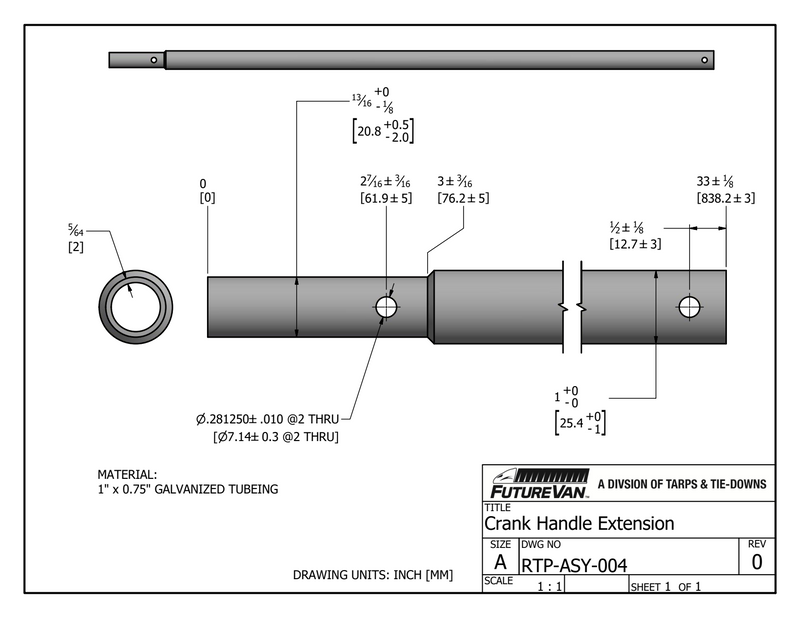 1” X 33” Crank Handle Extension