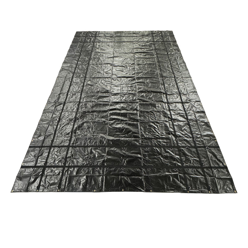 Heavy Duty Steel Truck Tarps - 16' x 24' (2R | 4S) Black 12 oz