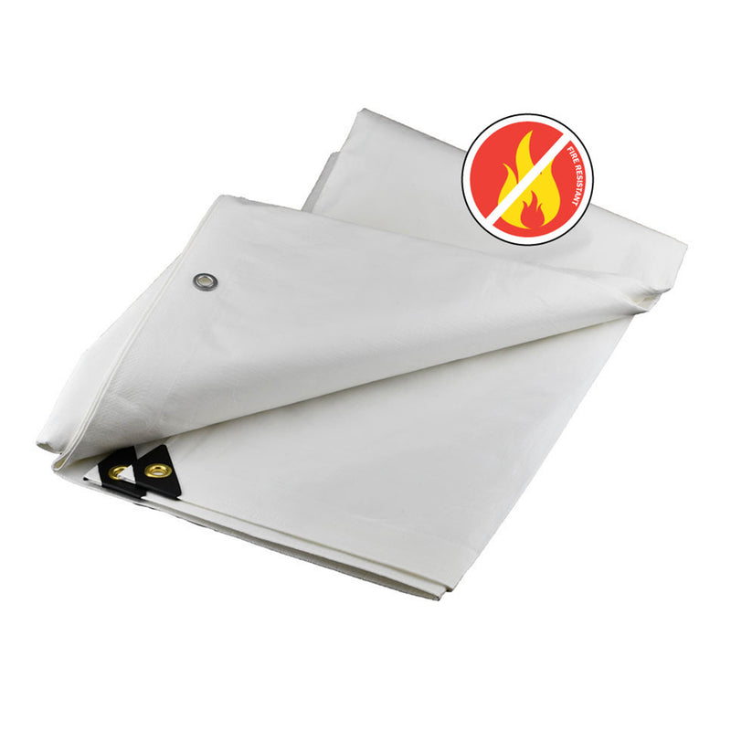 White Fire-Retardant Poly Tarps
