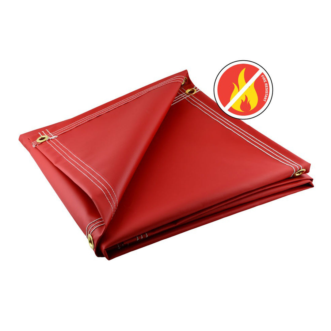 red fire retardant vinyl tarps - 18 oz