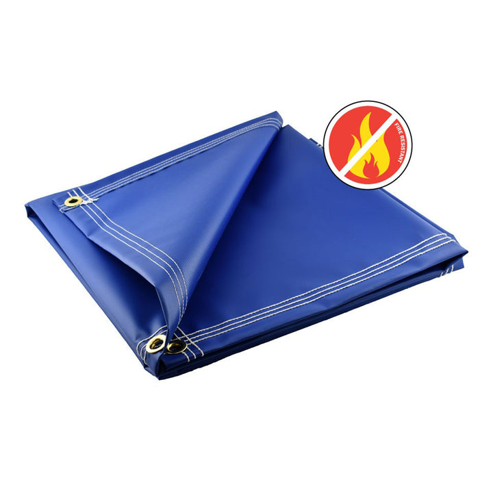 royal blue fire retardant vinyl tarps - 18 oz