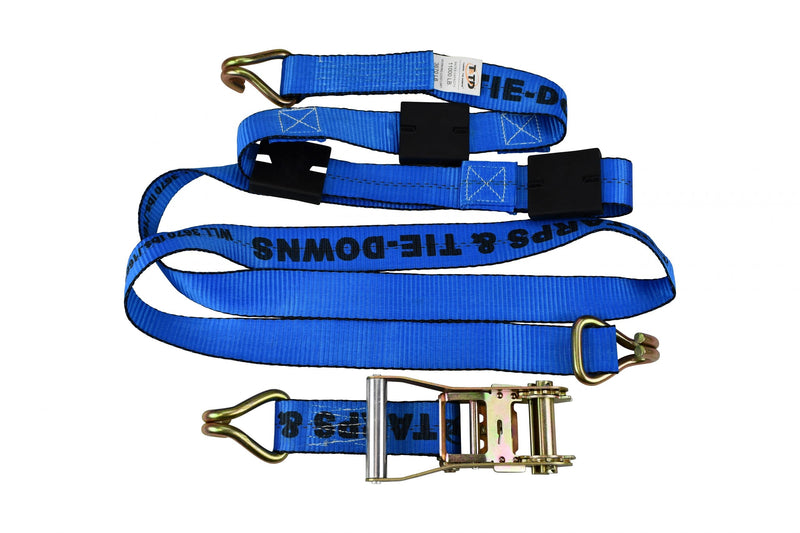 2'' x 14' Auto Tie Down Ratchet Strap with Wire Hook and Rubber Cleats