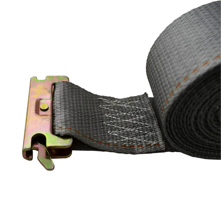 2" x 16' Gray Logistic Strap With Ratchet & E-Track Fitting
