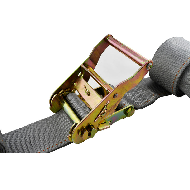 2" x 16' Gray Logistic Strap With Ratchet & E-Track Fitting