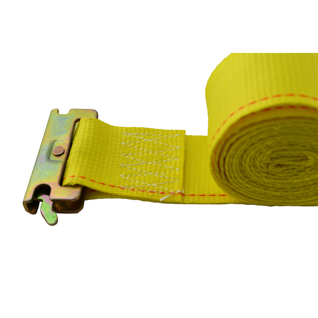 2" x 12' Yellow Logistic Strap With Ratchet & E-Track Fitting