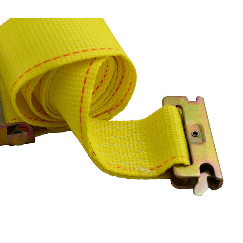2" x 12' Yellow Logistic Strap With Ratchet & E-Track Fitting