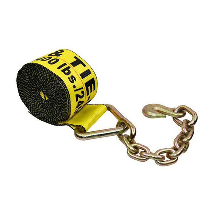 4" Winch Strap with 3/8'' Chain Anchor
