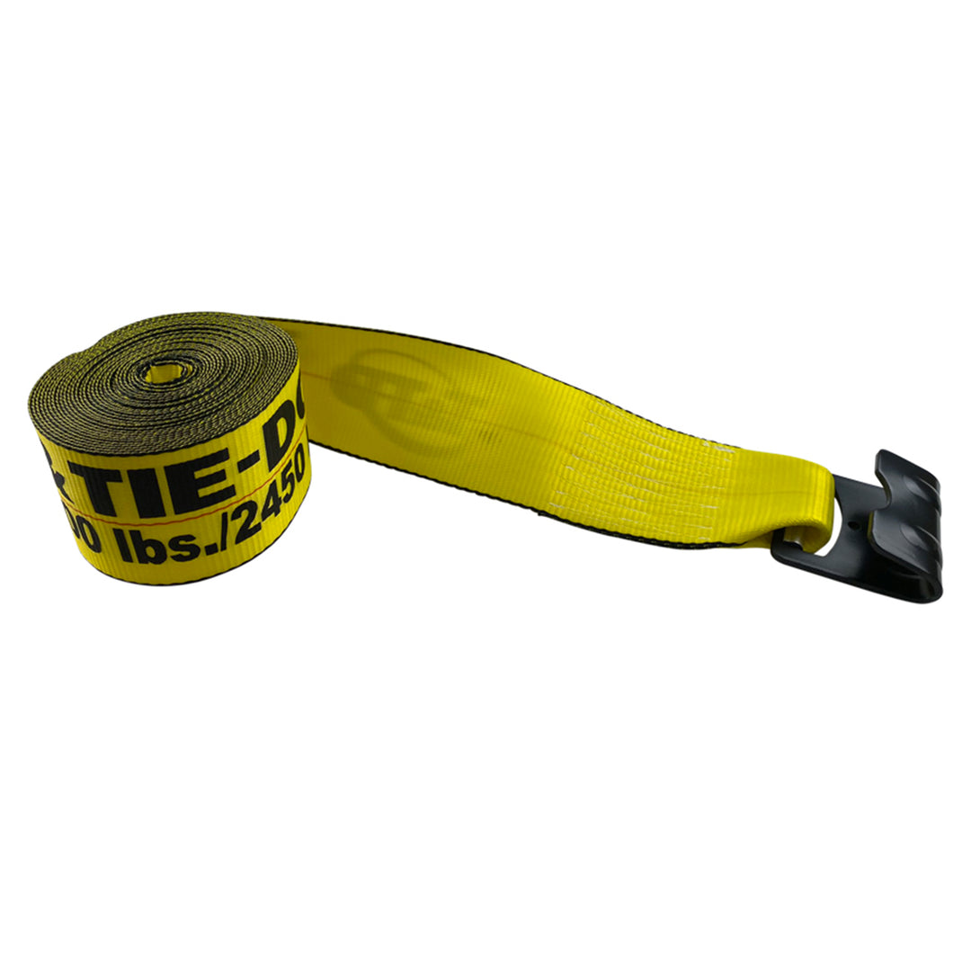 4" Winch Strap with Flat Hook - Yellow