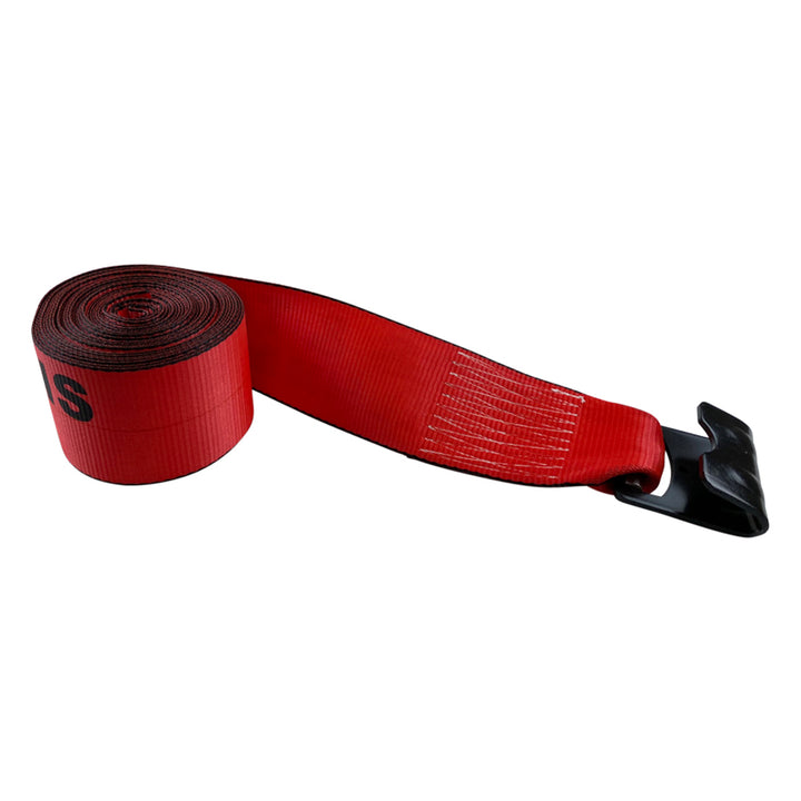 4" Winch Strap with Flat Hook - Red