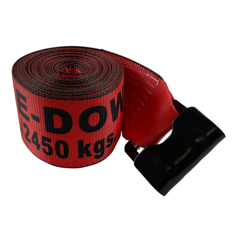 4" Winch Strap with Flat Hook - Red