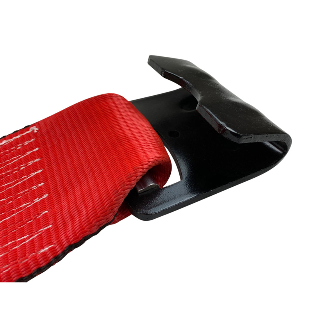 4" Winch Strap with Flat Hook - Red