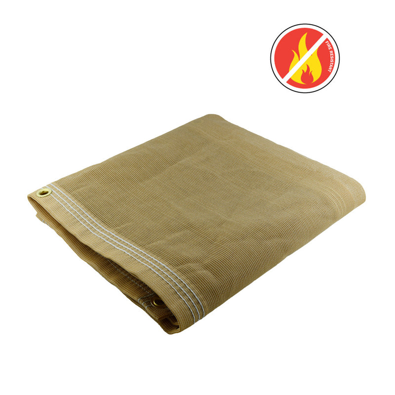 20′ x 50′ Tan Fire Retardant Mesh Tarp – 60% Shade