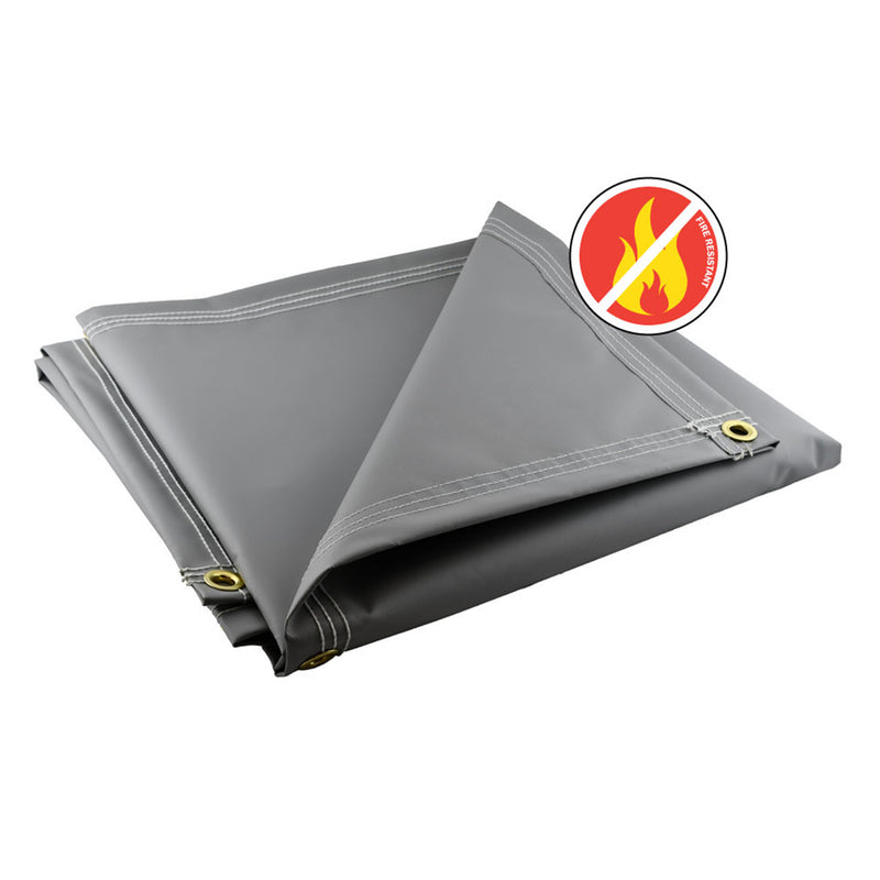 Gray Fire Retardant Vinyl Tarps - 18 oz