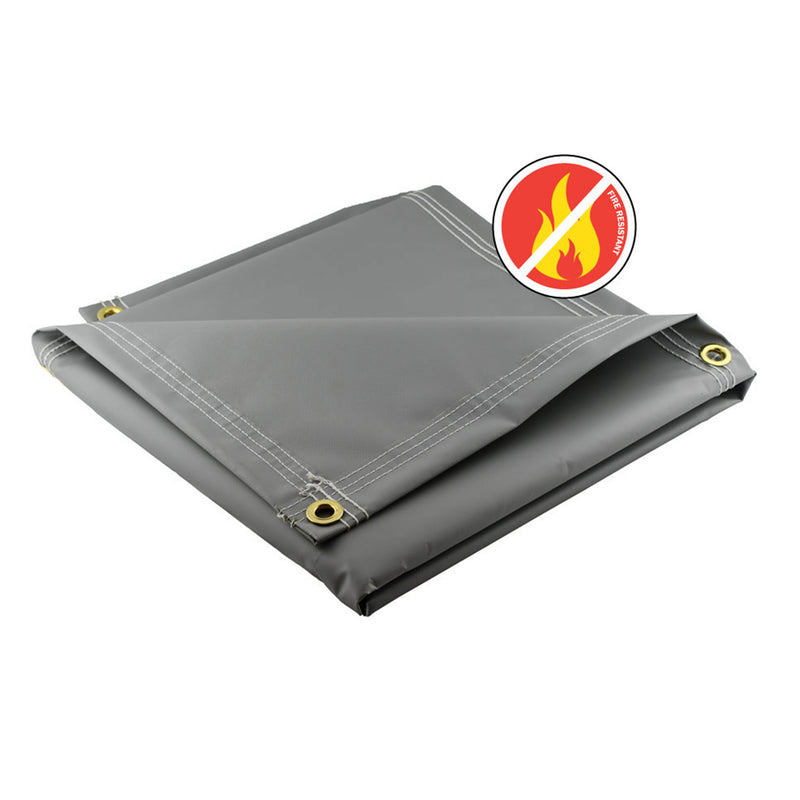 Gray Fire Retardant Vinyl Tarps - 18 oz