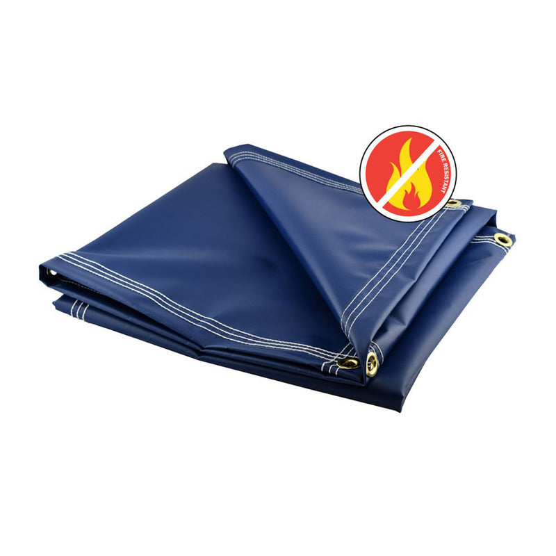 Navy Fire Retardant Vinyl Tarps - 18 oz