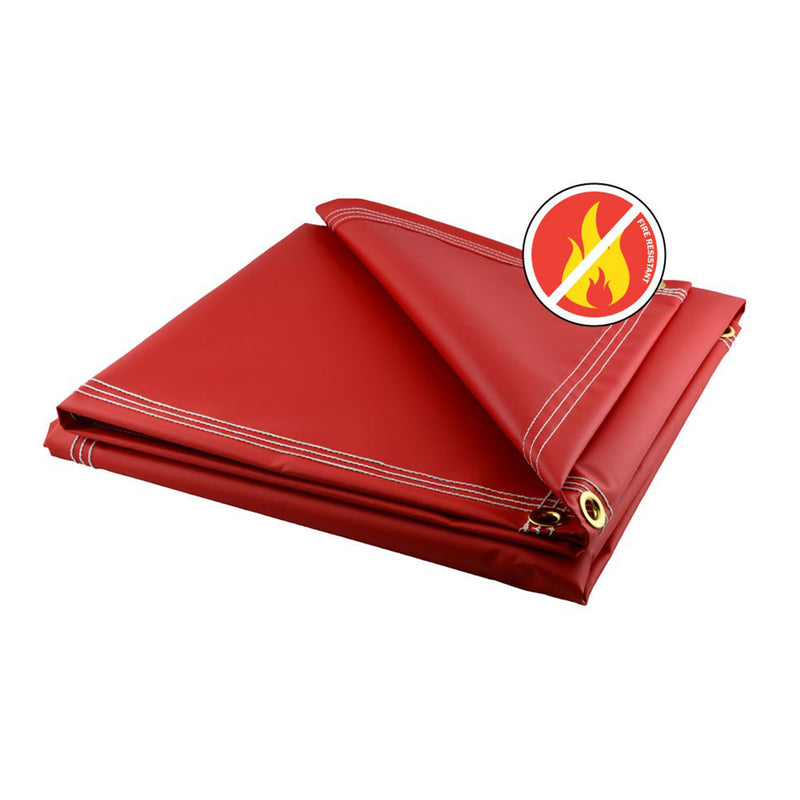 Red Fire Retardant Vinyl Tarps - 18 oz