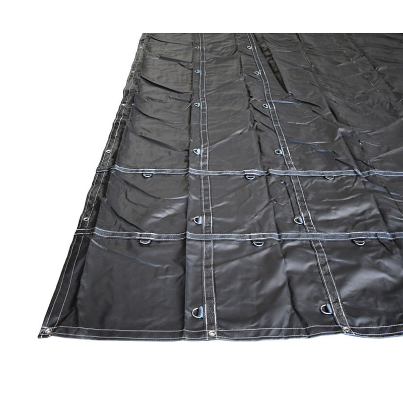 Heavy Duty Steel Truck Tarps - 16' x 24' (2R | 4S) Black 16 oz