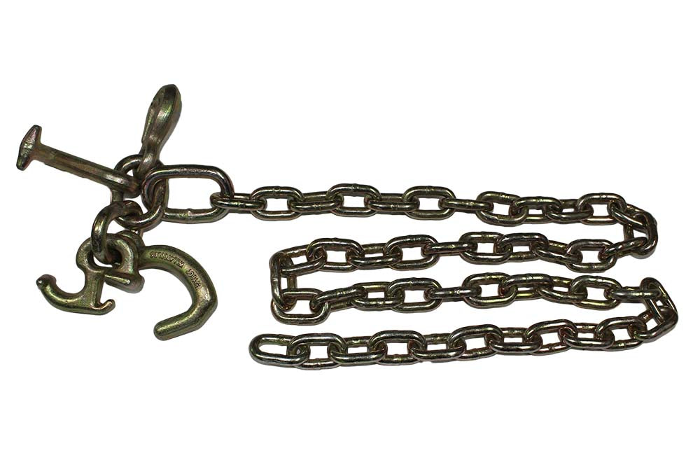 Red Grab Chain 5/16'' x 5' Chain with Mini Datsun, Grab, R & T Hooks — Tarps & Tie-Downs