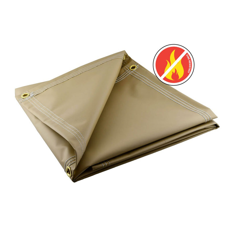 Tan Fire Retardant Vinyl Tarps - 18 oz