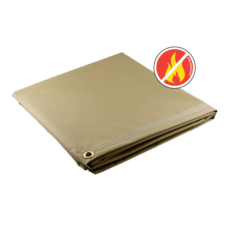 Tan Fire Retardant Vinyl Tarps - 18 oz
