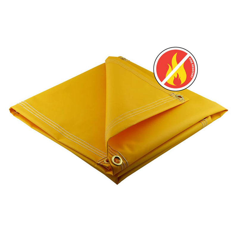 Yellow Fire Retardant Vinyl Tarps - 18 oz