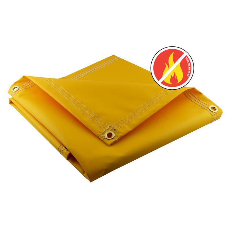 Yellow Fire Retardant Vinyl Tarps - 18 oz