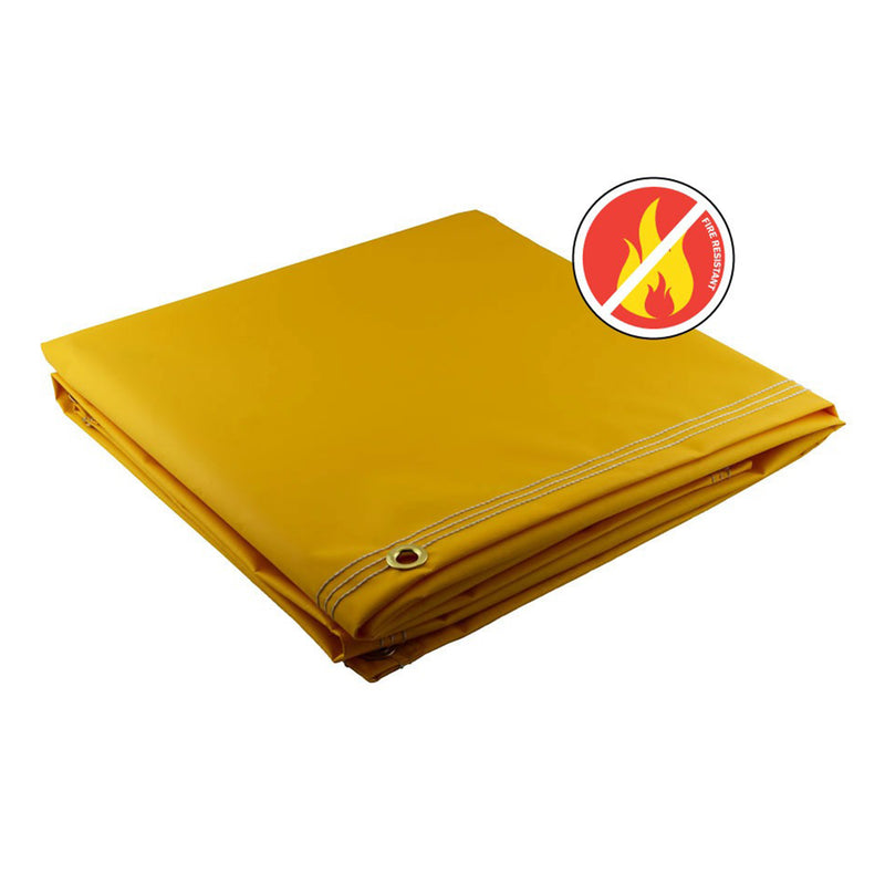 Yellow Fire Retardant Vinyl Tarps - 18 oz